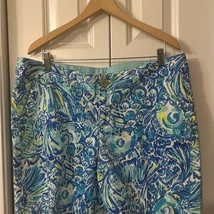 Lilly Pulitzer Chipper Shorts Blue Crush After Party Bermuda, Size 16